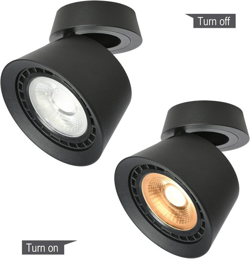 12W Black Adjustable LED Spot 3000K – 360° Rotation – Modern Lighting
