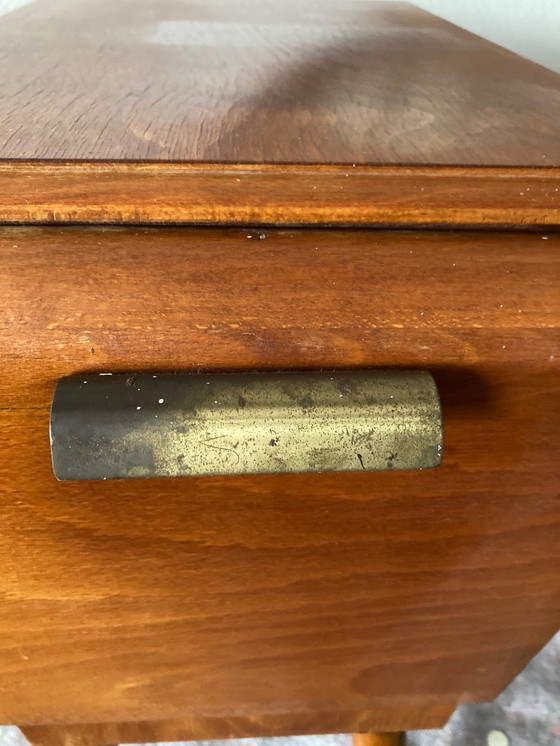 Image 1 of Vintage naaikar uit de jaren 60 - naaitafel - naaikast - op wielen - 3520 - Erzgebirge