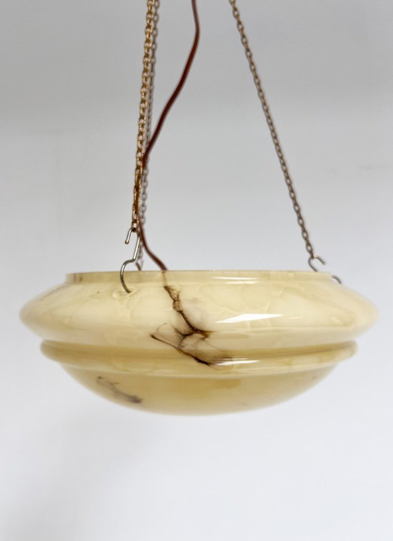 Image 1 of Lampe bol Art Déco à motif marbré des années 1930