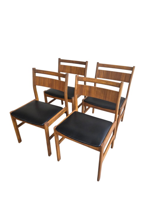 4 x Vintage Deense Thorsø Støle (T.S.M.) Stoel – eetkamerstoelen, Wood, Skai