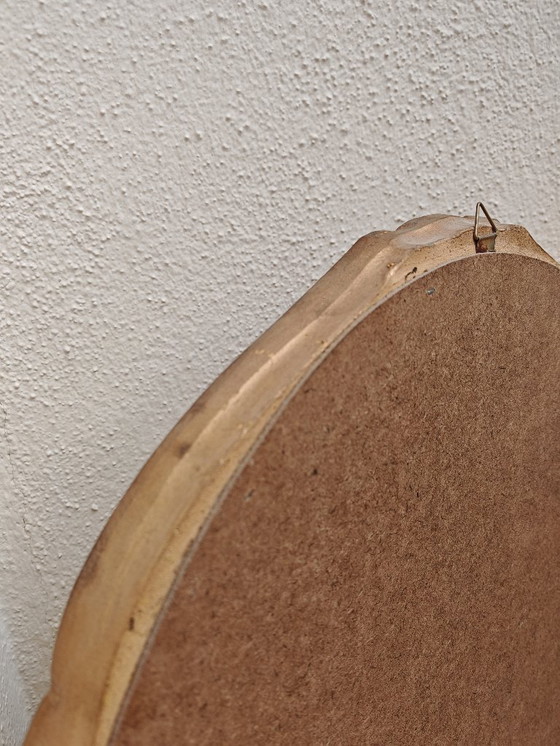 Image 1 of Oval mirror with wooden frame, white, gold from an estate