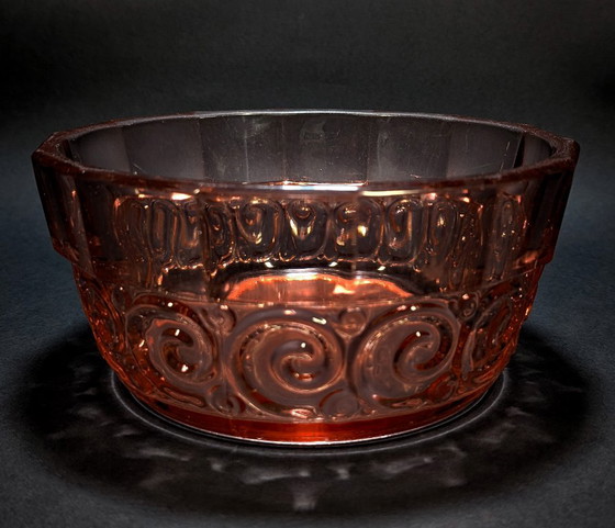 Art Deco Bowl - Selenium UV Reactive - Val St Lambert - Model "Rosette" - 1935 – Val Saint Lambert, Crystal (photo 2 of 7)