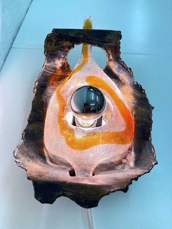Image 1 of Lampada da parete brutalista in metallo e vetro design anni '60-'70