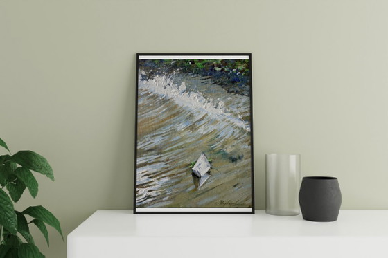Original Oil Painting Modern Art Symbolism Wave Gravity – Paintings & Drawings, Canvas (photo 2 of 5)