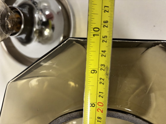 Image 1 of iconic smoked glass ceiling-wall lamp German manufacturer Hillebrand geometric cut shade