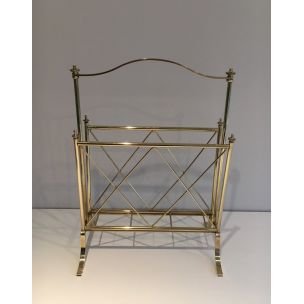 Image 1 of Vintage Neoclassical brass magazine rack, 1940