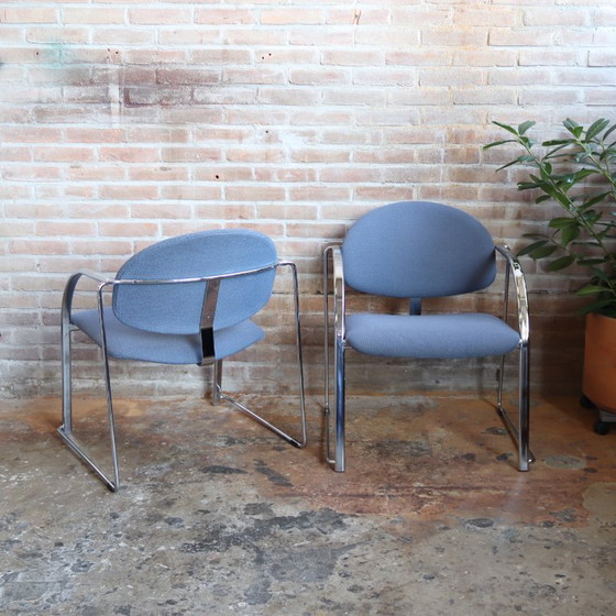 Image 1 of Vintage postmodern armchairs chrome blue lilac