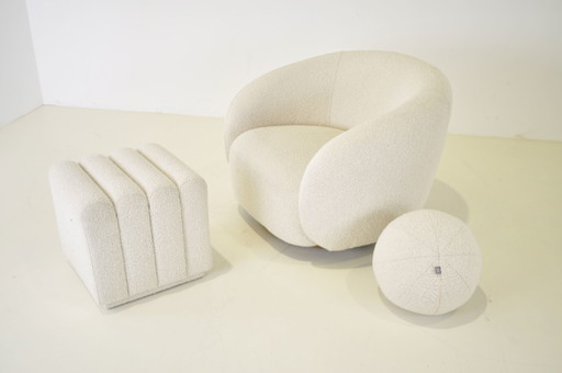 Silla giratoria Eichholtz + taburete + cojín