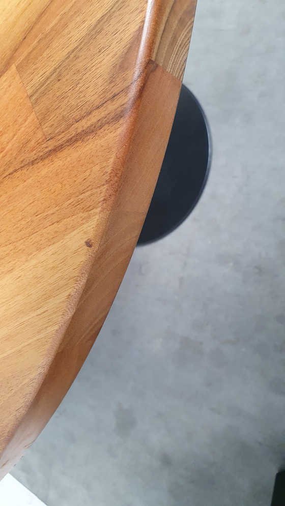 Image 1 of Round mixed wood table 100cm cast iron base Pedrali