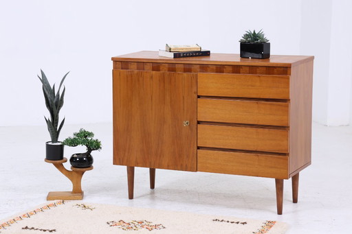Vintage walnut drawer chest 60s | Mid - Century cabinet | Retro wood storage #05-82