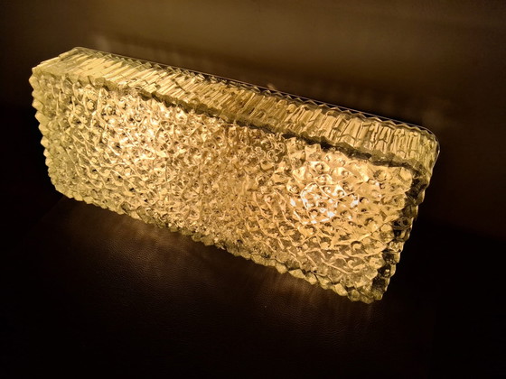 Image 1 of Rectangular ceiling lamp/wall lamp of cut glass, 1960s