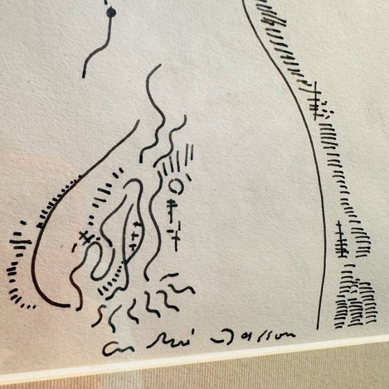 Image 1 of Framed vintage lithograph "Le Fil d'Ariane" by André Masson, France 1970