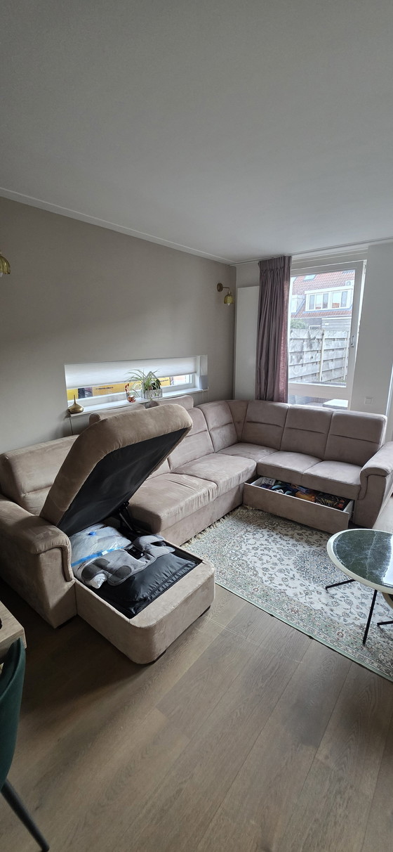 Image 1 of U-shaped sofa with sofa bed function and storage space