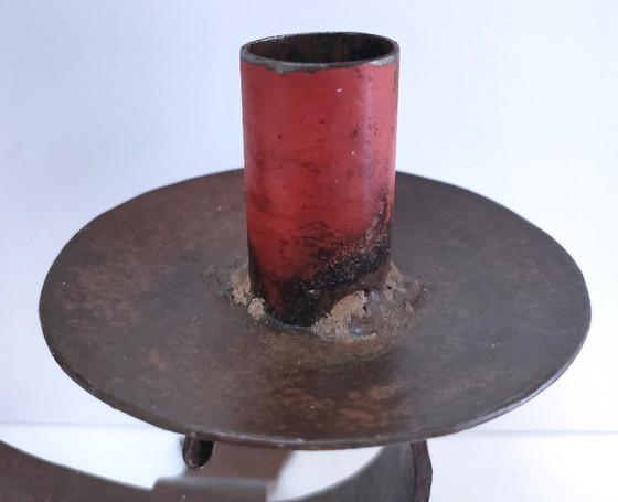 Image 1 of candeliere in ferro battuto con motivo a cuore patinato