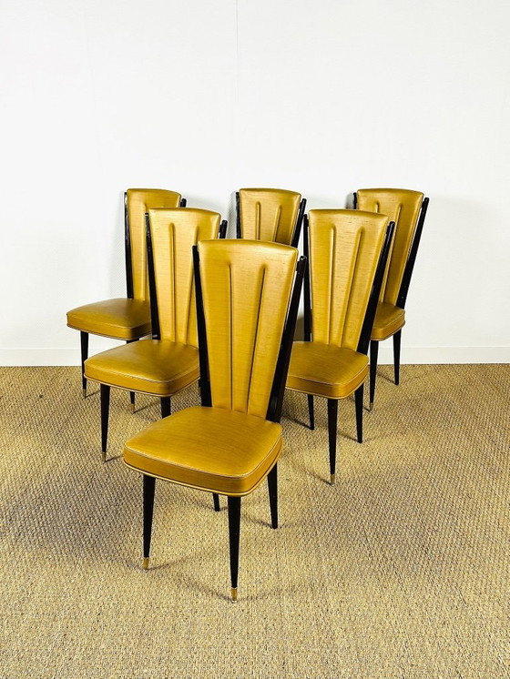 Image 1 of Set van 6 art-deco stoelen, Frankrijk, 1940