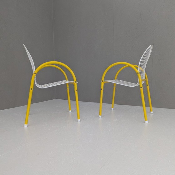Image 1 of Chaises de jardin italiennes postmodernes en métal grillagé par EMU, années 1980