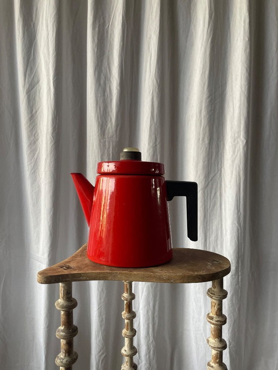 Image 1 of Emaillierte Kaffeekanne aus Gusseisen von Antti Nurmesniemi für Finel, 1950