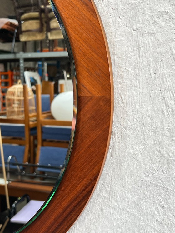 Image 1 of Vintage Danish Teak Mirror, Round, 1970s