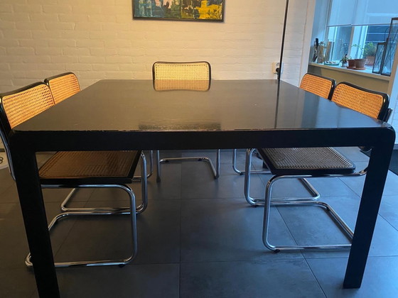 Image 1 of Tavolo da pranzo quadrato nero, design olandese anni '70