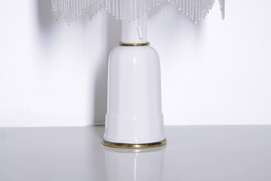 Image 1 of Tafellamp met glazen kap, opaalglas en glazen kralen, 55 cm, vintage jaren 70