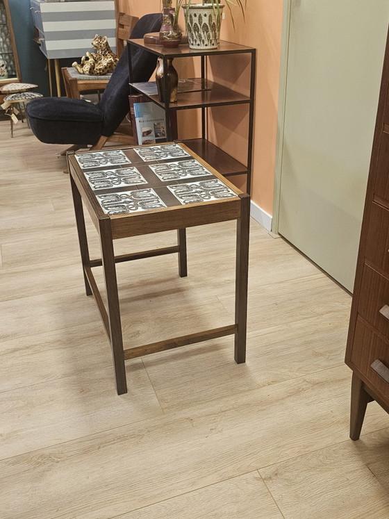 Vintage Deense Bijzettafel Salontafel Tafel Keramiek Palissander – Stone, Wood (photo 5 of 13)