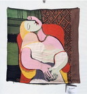 Cuscino Gobelin, testa di donna, autentica stampa Picasso tessuta