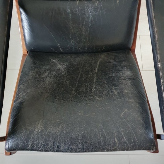 Image 1 of 2 sedie vintage Rob Parrey in pelle/tessuto