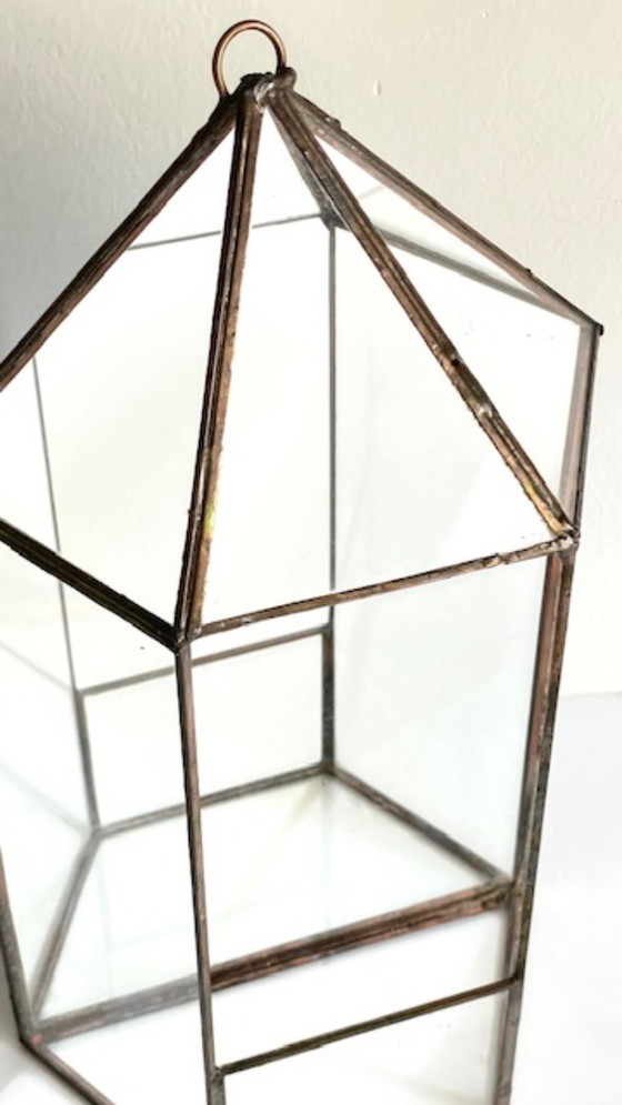 Image 1 of Fioriera vintage in vetro e ottone