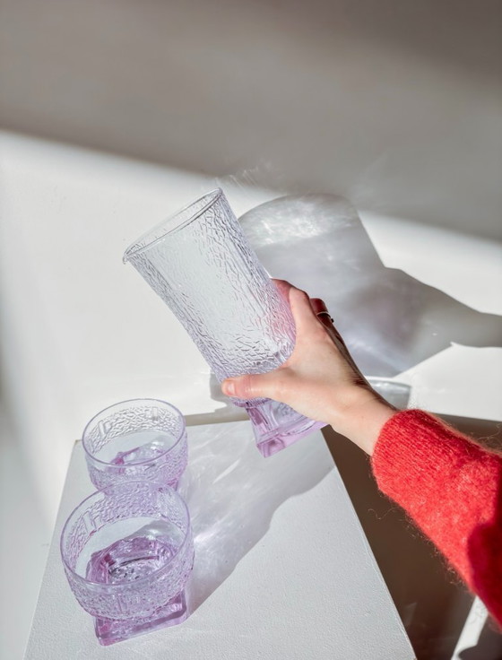 Image 1 of Vintage Italian lilac water carafe + 2 matching glasses