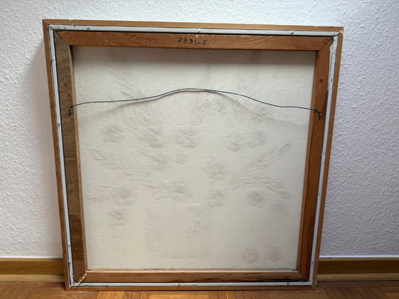 Image 1 of Dipinto floreale a impasto di Stephen Kaye, stile Mid-Century Modern (69x69 cm)