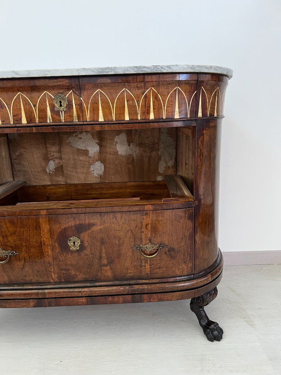 Image 1 of Cassettone - Noce - Comò con specchiera