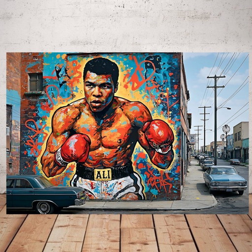 Fotografía impresa en plexiglás / Edición limitada / Arte callejero / Mohamed Ali / Decoración original / Arte pop / Art Déco