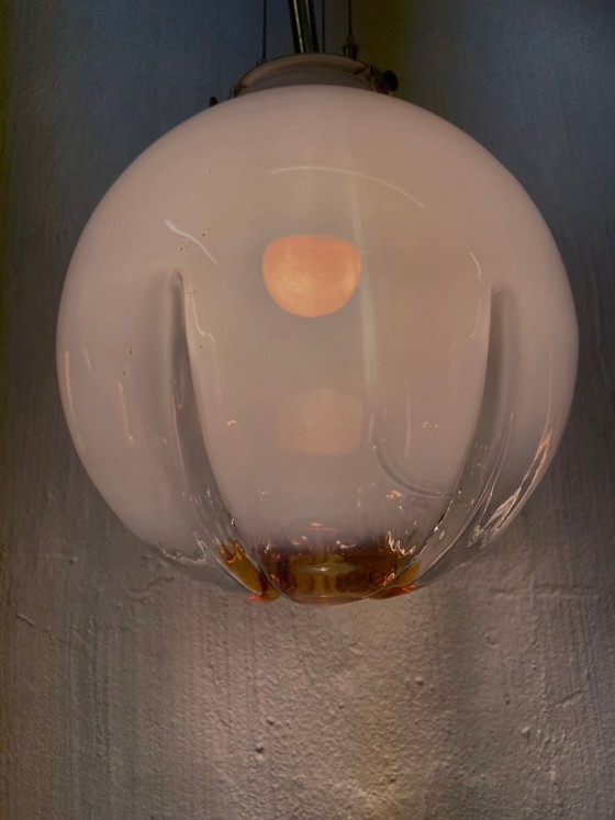Image 1 of Lampada a sospensione italiana a globo in vetro, stile metà secolo, anni '60/'70.