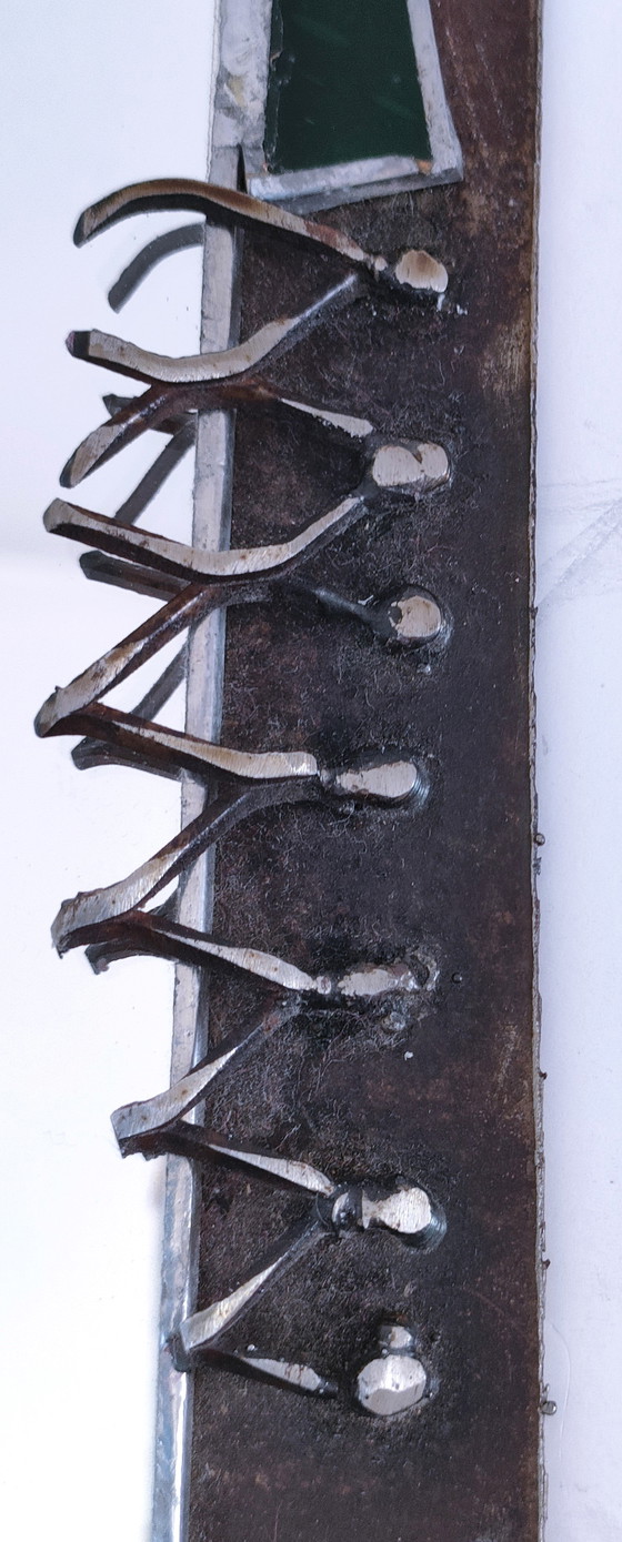 Image 1 of Brutalistische spiegelset glas en metaal