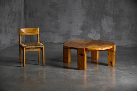 Image 1 of Brutalist Pine Wood Coffee Table, Sweden, 1970s