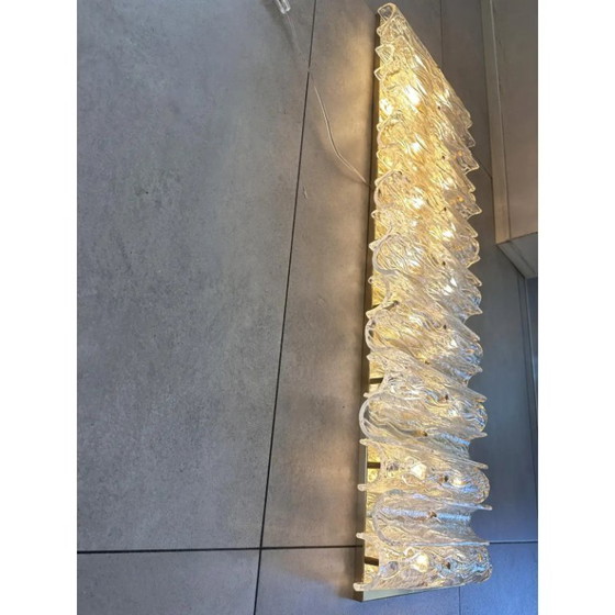 Image 1 of Luxury Italian Murano Glass Brass Wall Sconce / Flush Mount Fixture