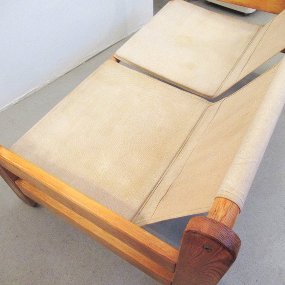 Image 1 of Pine and fabric bench from the 1980s