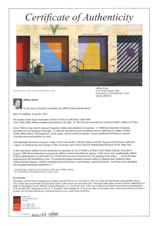 Image 1 of Jeffrey Smart – "Four Closed Shops" (stampa d'archivio in edizione limitata con cornice)
