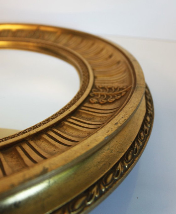 Image 1 of Empire-stijl vergulde gesneden houten zonnespiegel, 60'