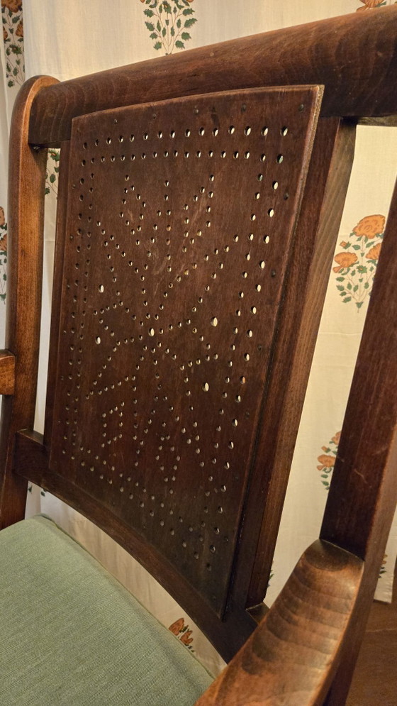 Poltrona Antica in Legno con Schienale a Motivo Stellato – Poltrone (photo 5 of 8)