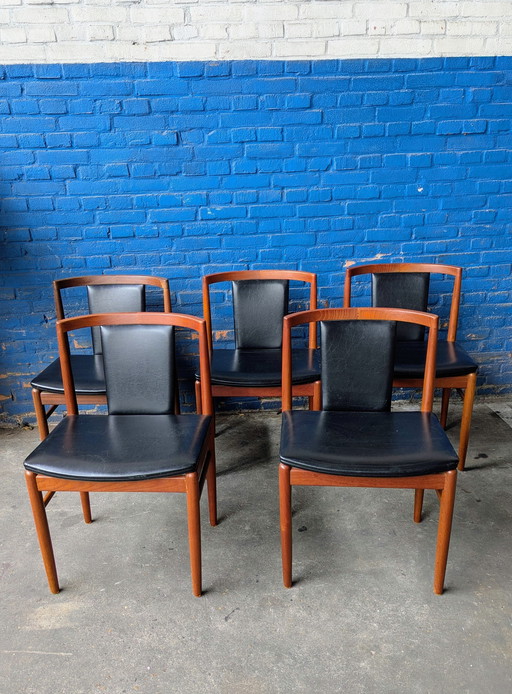 5x Deense vintage teak eetstoelen- Findahls møbelfabrik