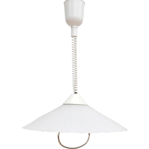Vintage geperst glazen keukenlamp met metalen details van ERCO, Duitsland 1960