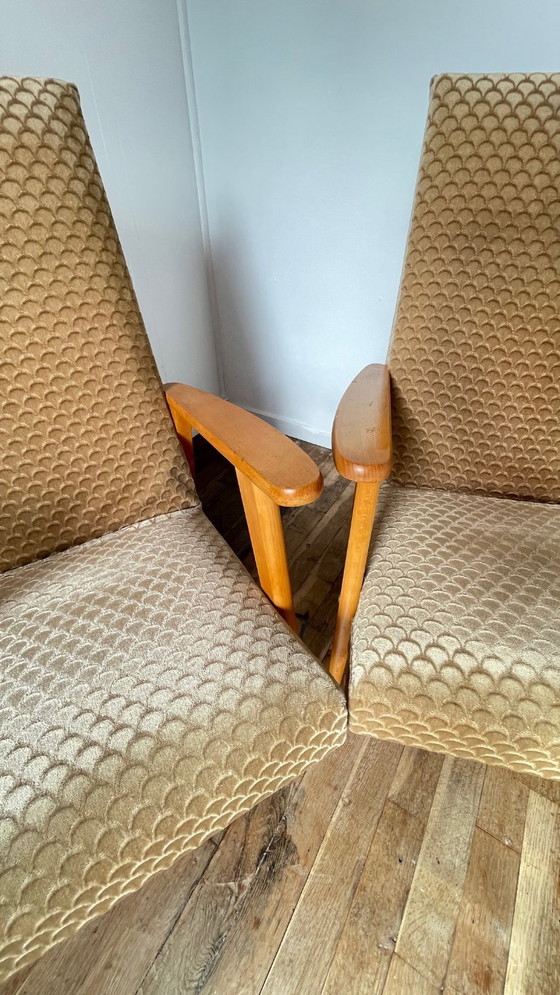 Image 1 of Paire FAUTEUILS MANUCERE Pieds Compas VINTAGE