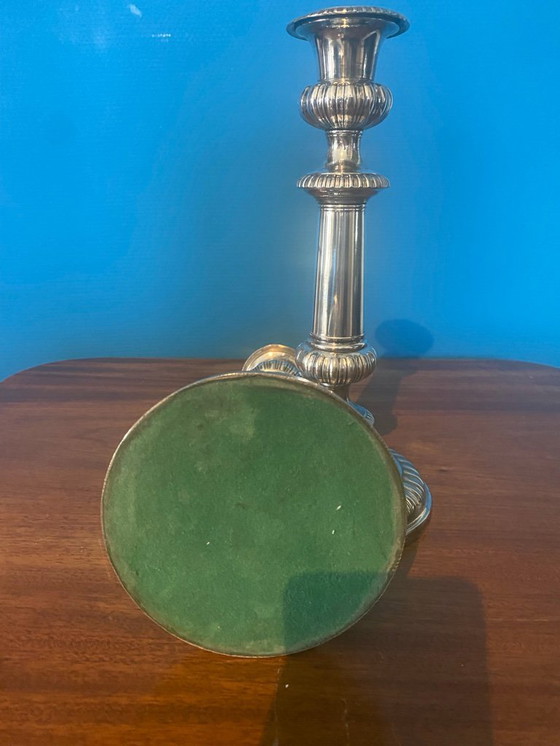 Image 1 of Ein Paar wunderschöner, dekorativer, versilberter Kerzenleuchter, ca. 1880