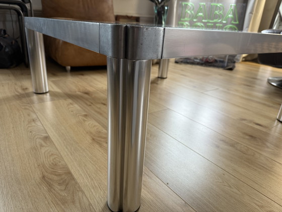 Image 1 of Table basse en aluminium style Metaform | Design moderne néerlandais | 100×100 cm | Années 1970