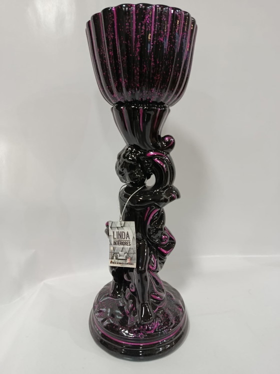 Image 1 of Prachtige keramische vaas met cherubijn