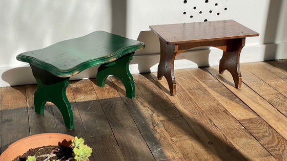 Image 1 of 2 mini Vintage WOODEN TABOURETS