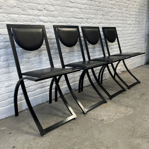 4x KFF designstoel, zwart staal - minimalistisch / Memphhis