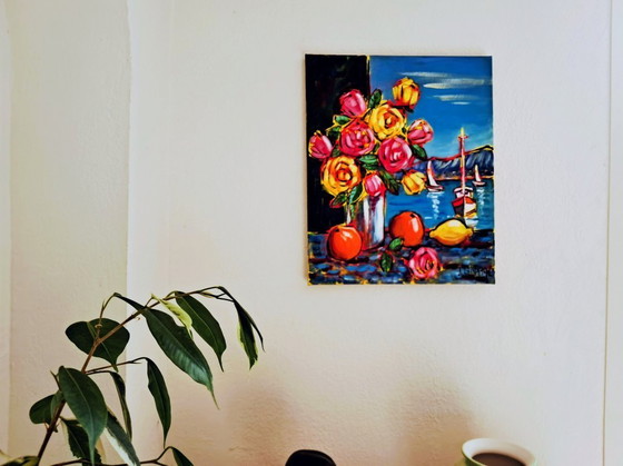 Image 1 of Joel LHOPITAL - Boeket voor het raam - Schilderij van de kunstenaar