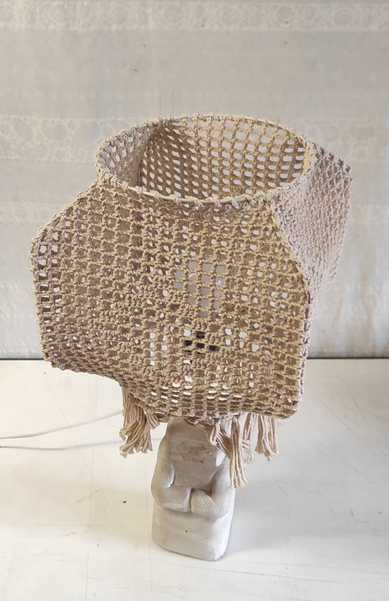 Image 1 of Table lamp with a limestone statuette - mid-20th century